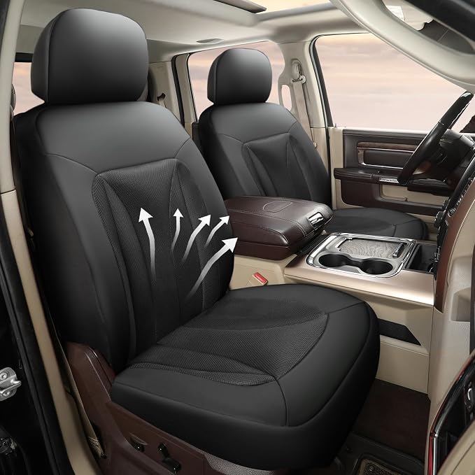 GIANT PANDA 2-Pack Front 3D Air Mesh Car Seat Covers Custom Fit Dodge Ram 1500 by GIANTPANDA