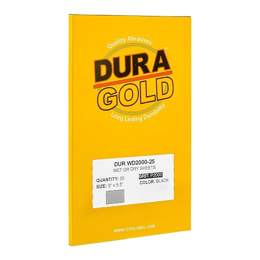 Dura-Gold Premium 2000 Grit Wet or Dry Sandpaper Sheets, 5-1/2" x 9", Box of 25 - Image 3