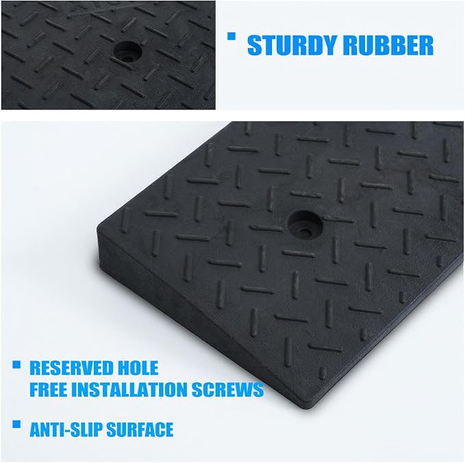 2 Pack 1.6'' Rise Rubber Curb Ramp Heavy Duty Loading Rubber Curb Ramps 3 Tons - Image 6