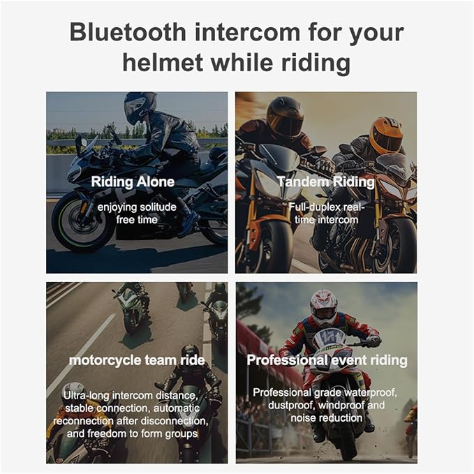 Mesh 3.0 Motorcycle Bluetooth Headset, 6 Riders Group V5.1 Helmet Bluetooth - Image 7