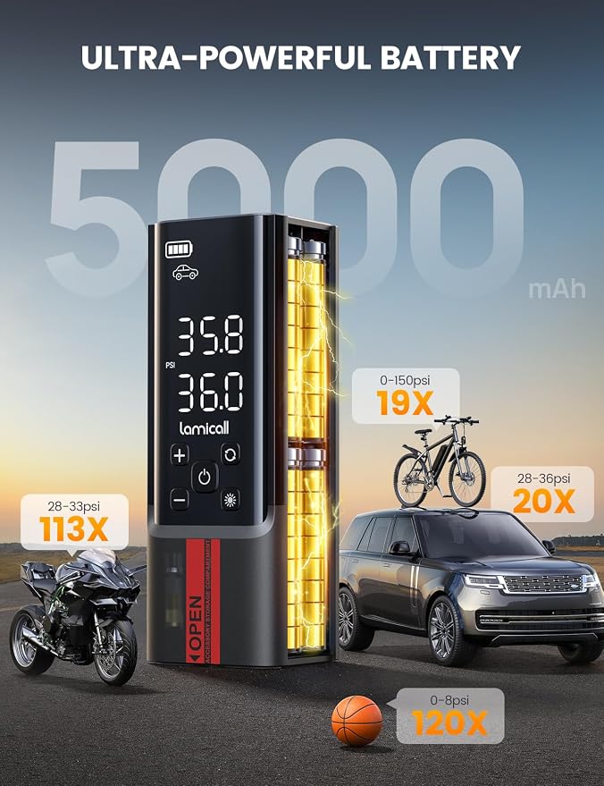 Lamicall Portable Car Tire Inflator - Image 4