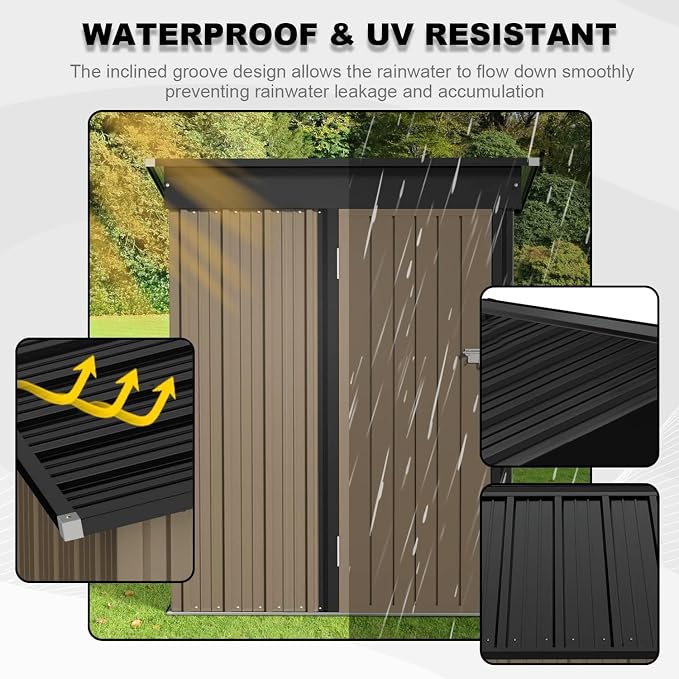 JUMMICO Metal Outdoor Storage Shed 5 x 3 FT Metal Shed - Image 5