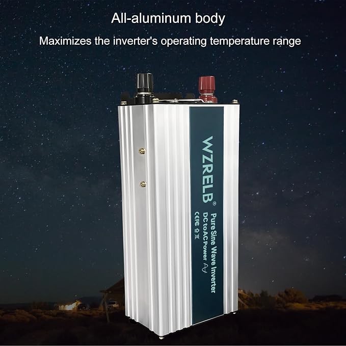 WZRELB 1000W Pure Sine Wave Inverter 24V DC to 110V 120V AC, Car Power Inverter - Image 5