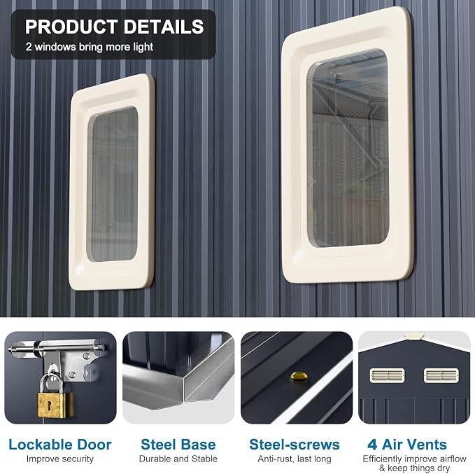 10x12 FT Metal Outdoor Shed - Image 6