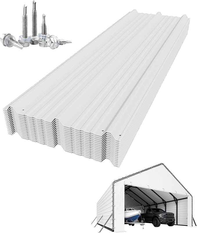 Roofing Panels for Metal Carport 20x25 FT, 20x20 FT, Heavy Duty Metal Carport by GarveeLife