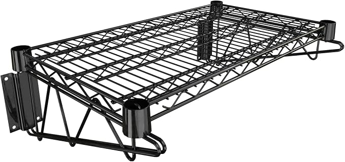 14" x 24" Black Epoxy Wire Wall Mount Shelf by Krollen+Industrial