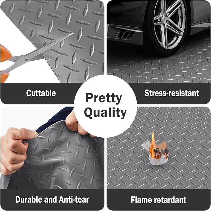 Nisorpa Garage Floor Rubber Mat, 4Ft x 8.2Ft Rubber Flooring Rolls, 1/8 Inch - Image 5