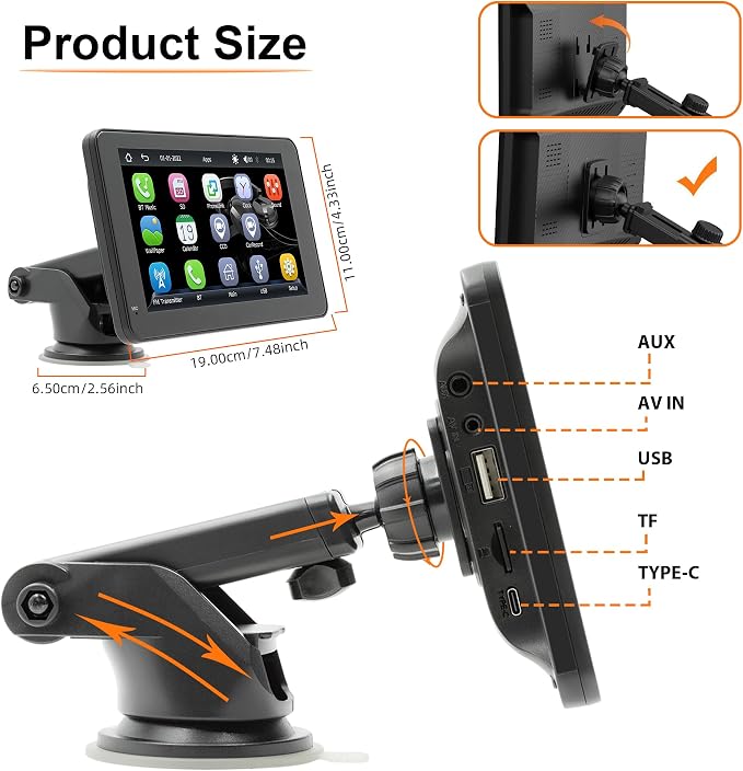 Portable Carplay Screen for Car, Car Audio Receivers - Image 4