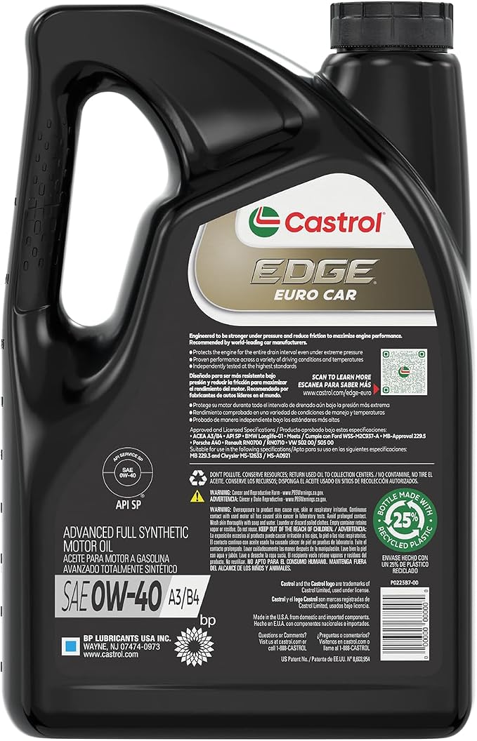 Castrol EDGE Euro 5W-30 A3/B4 European Advanced Full Synthetic Motor Oil - Image 3