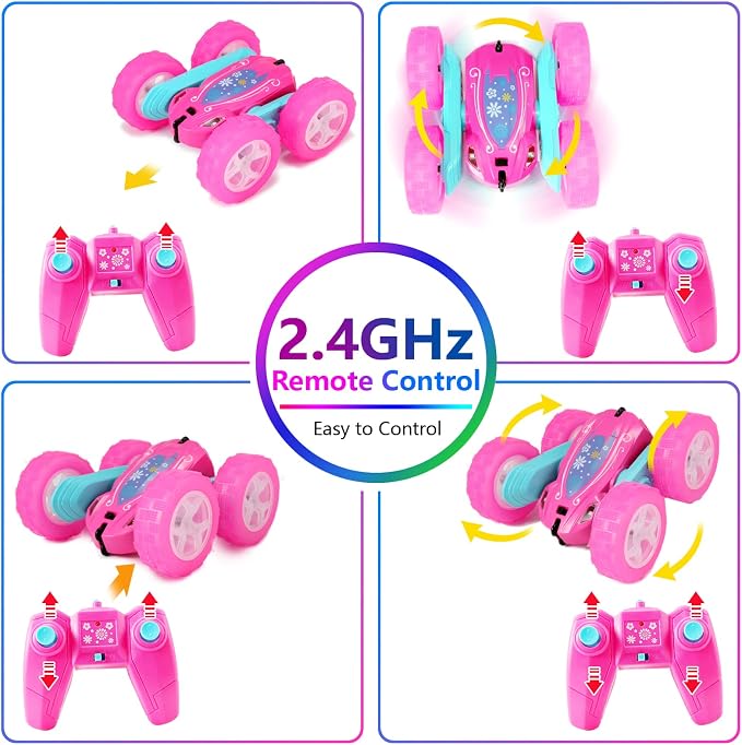 FREE TO FLY Remote Control Car for Girls : Pink RC Car Double Sided 360°Flip - Image 3