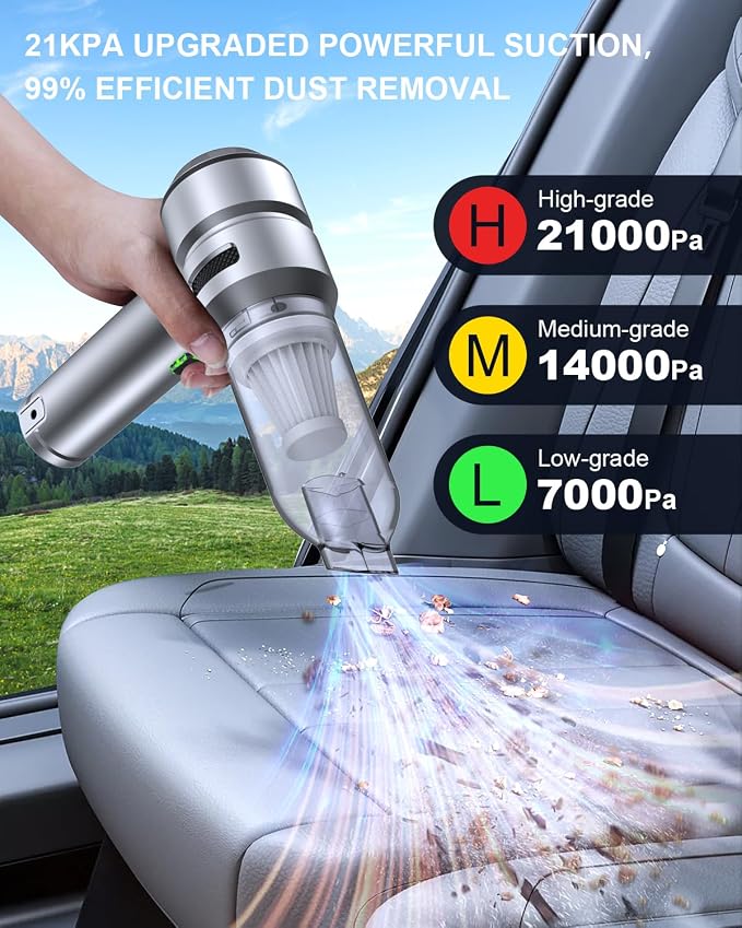 Car Vacuum, 3 Suction Modes, Portable Mini Cordless Cleaner - Image 4