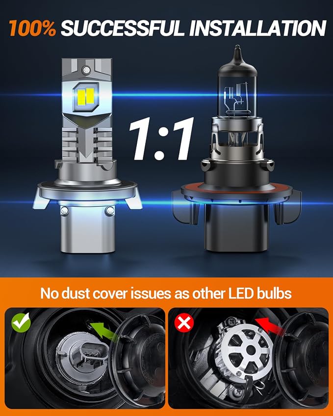 SEALIGHT H13 Fog Bulbs 1:1 Design, 000LM 800% Ultra-Bright 6500K Cool White - Image 4