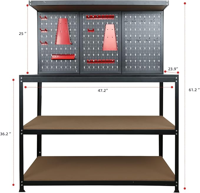 Prostormer Workbench, 47.25 inch Multipurpose Garage Worktable - Image 2