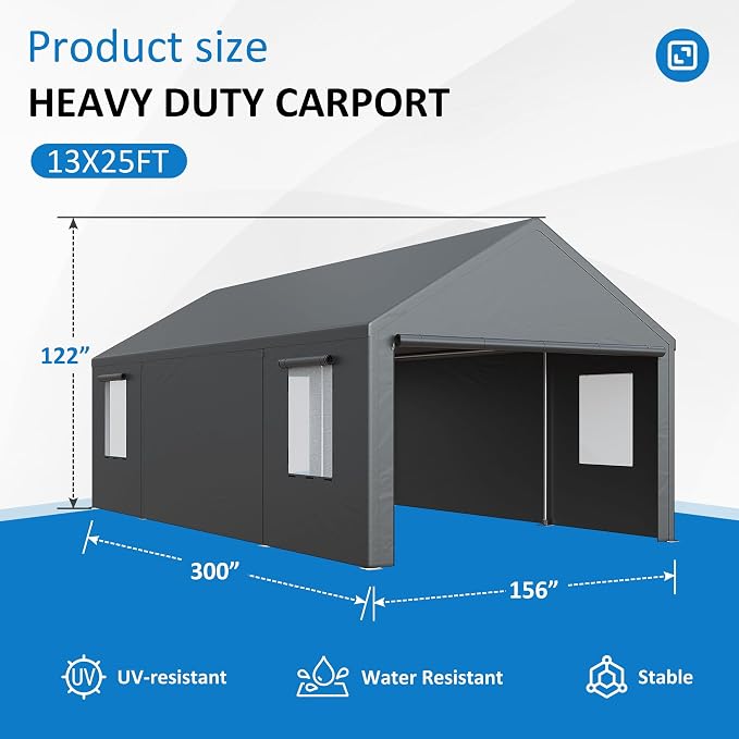 Polar Aurora 13x25 FT Carport, Carport Canopy, Heavy Duty Car Port - Image 2