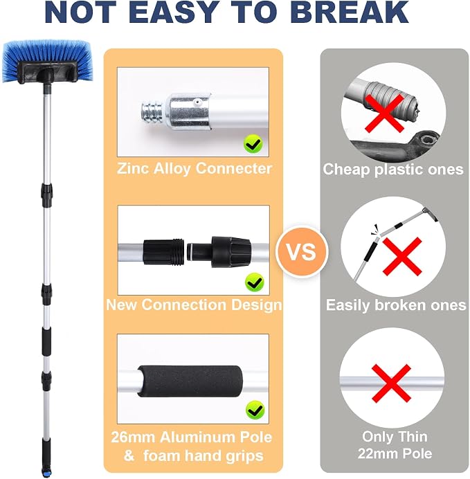 69" Car Wash Brush with Long Handle, Flow-Thru Soft Bristle Car Washing Brush - Image 2