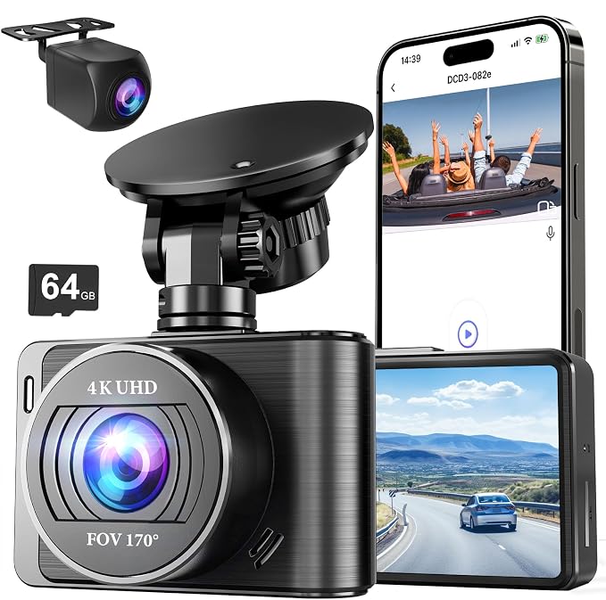 Dash Camera, 4K/1080p Dash Camera Front and Rear, Built-in 5GWiFi, Dash Cam by Unknown