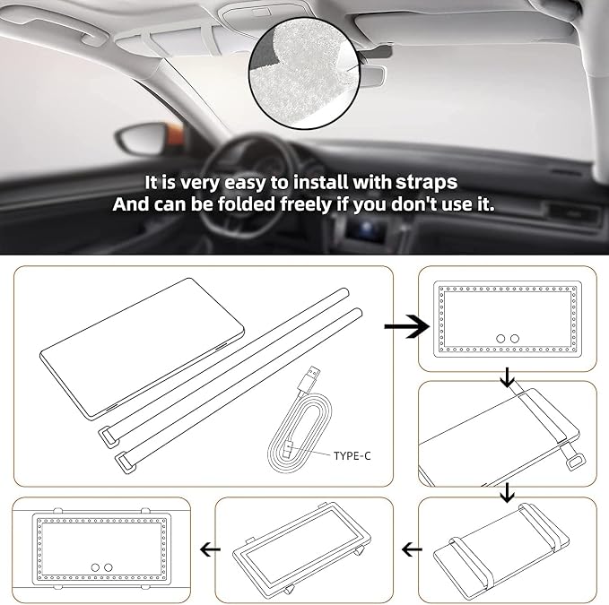 Car Sun Visor Vanity Mirror, Rechargeable Makeup Mirrors - Image 6