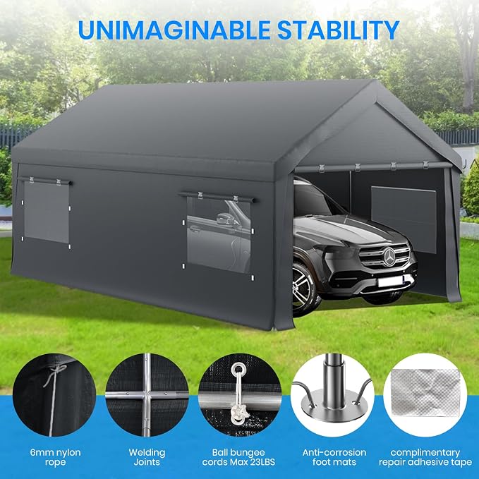 Carport 10x20 FT Heavy Duty, Outdoor Portable Garage - Image 4