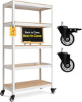 HOMEDANT House White 5-Tier Metal Rolling Cart Shelf Rack Casters Heavy Duty by TheBestOrganizingSolution