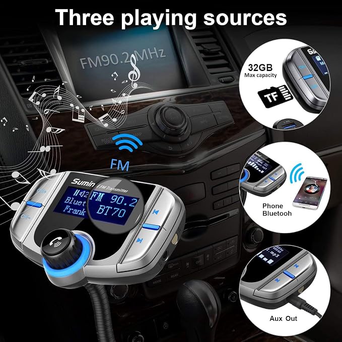 Upgraded Bluetooth FM Transmitter, Wireless Radio Adapter Hands Free Car Kit - Image 5