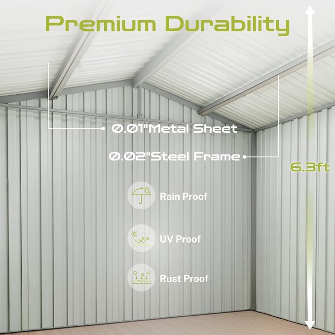 6' x 4' Outdoor Storage Shed, Sturdy Metal Building w/Lockable Doors - Image 5