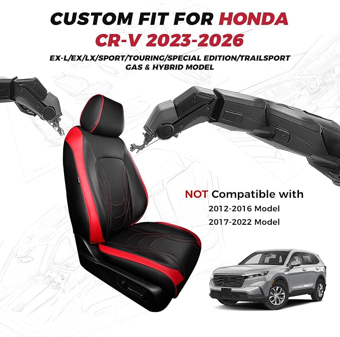 FREESOO Seat Covers for Honda CRV, Custom Fit Seat Covers Full Set, CRV LX EX - Image 2