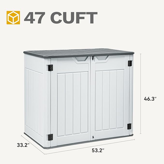 DWVO 47 cu ft Spacious Horizontal Storage Unit, Outdoor Resin Tool Locker - Image 7