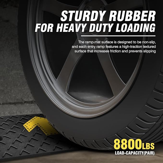 DNA MOTORING 2pcs 4.5" Rise Rubber Arrow Curb Ramp Heavy Duty Loading Threshold - Image 3