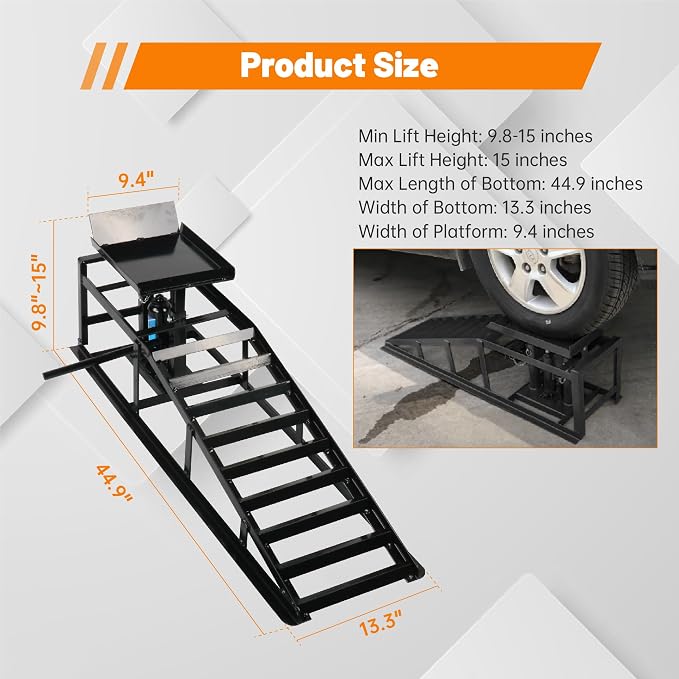 2 Pack Hydraulic Car Ramps 10, 000lbs/5T Capacity Low Profile Car Lift Service - Image 2