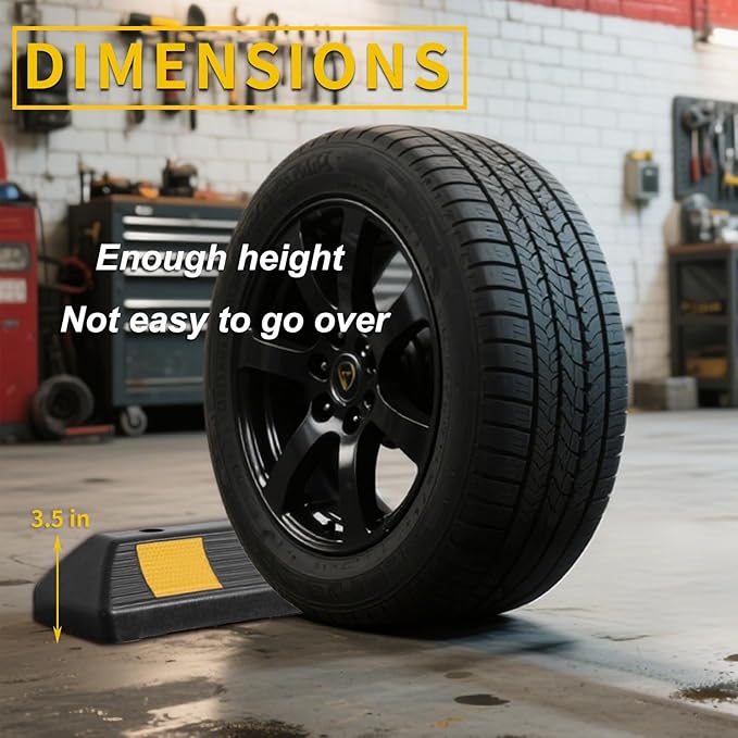 Parking Stopper for Garage Floor, Heavy Duty Rubber Car Wheel Curb Stoppers - Image 2