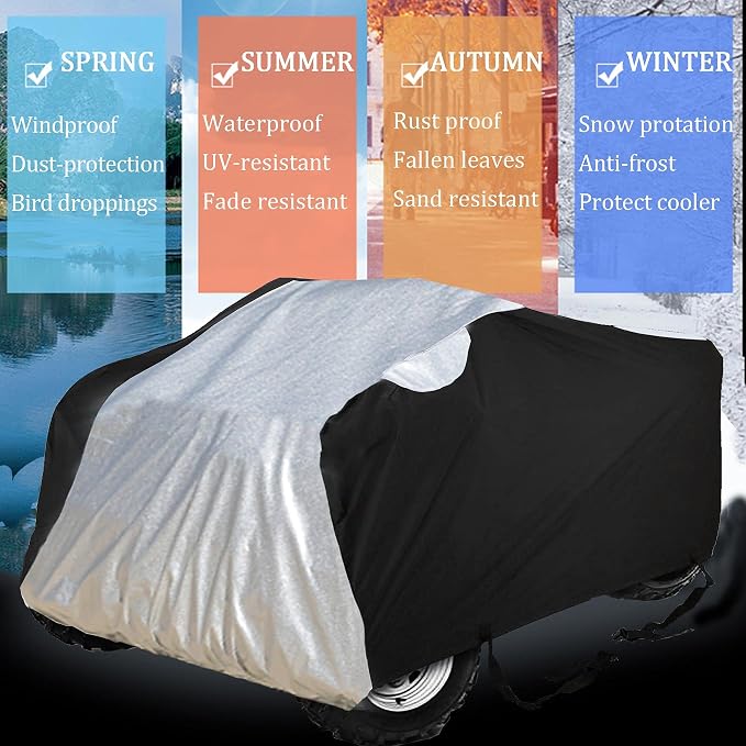 ATV Cover All Weather Outdoor Protection, Heavy Duty 420D Waterproof Oxford - Image 2