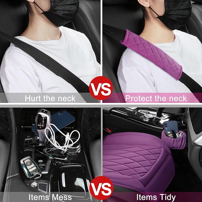 2 Pack Leather Front Car Seat Covers, Universal Sideless Car Seat Protectors - Image 5