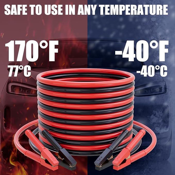 0 Gauge 25 Feet Jumper Cables for Car Battery, Heavy Duty Automotive Booster - Image 4