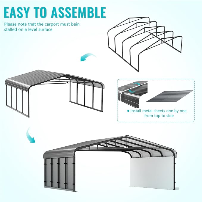 Metal Carport, Car Ports 20x20 Heavy Duty Metal - Image 6
