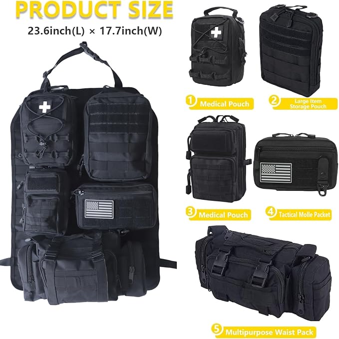 Universal Tactical Seat ​Back Organizer Vehicle Molle Panel Organizer Storage - Image 2