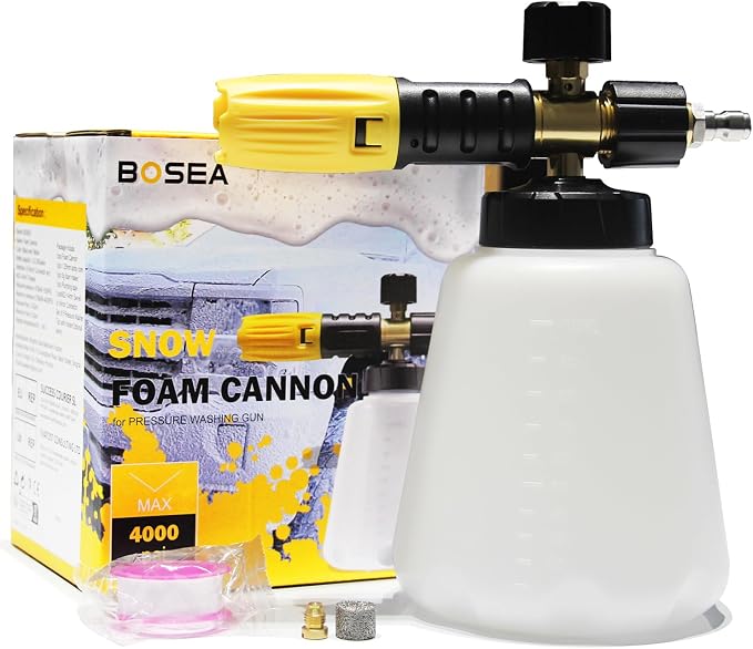 BOSEA Foam Cannon for Pressure Washer, Wide Neck Heavy Duty 4000PSI Adjustable by SNOWFOAMCANNON