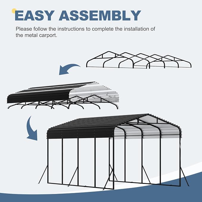 12x20 FT Metal Carport, Garage - Image 3