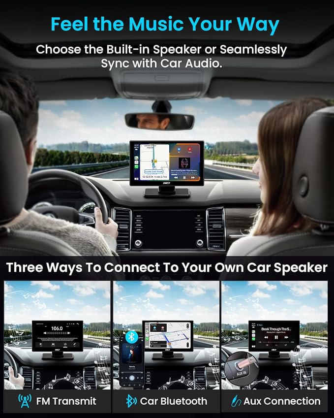 IK5 9" Wireless Apple CarPlay & Android Auto Screen, Portable Car Stereo - Image 5