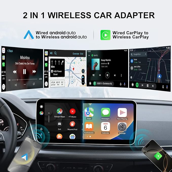 Wireless CarPlay & Android Auto Adapter – 2-in-1 Plug & Play Solution, Converts - Image 2