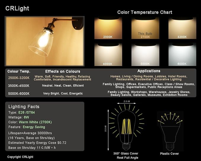 LED Edison Bulb 4W, Antique 40W Vintage Edison Bulb, E26 Light Bulb Non - Image 3