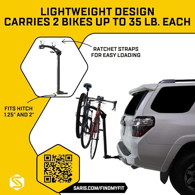 Saris Bones 2-Bike Hitch Rack Bicycle Carrier, - Image 3