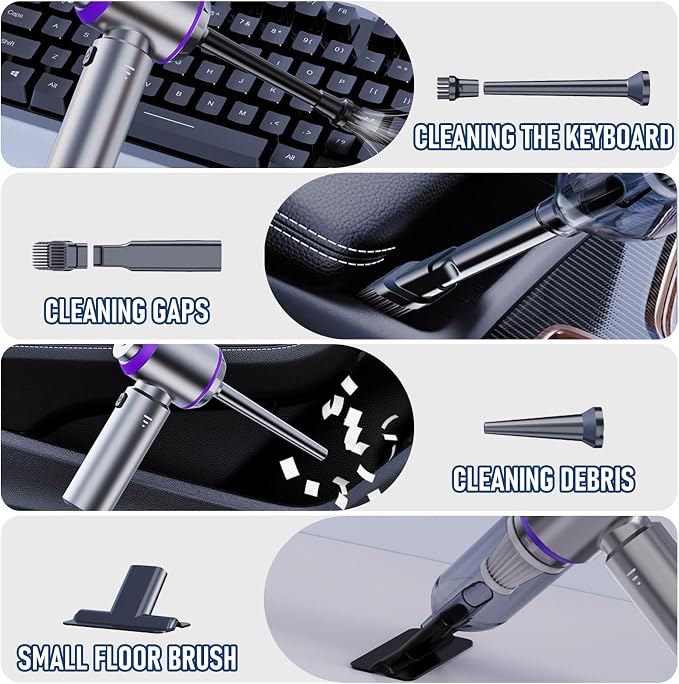 Car Vacuum Portable Cordless 20000PA High Power Mini Vacuum Cleaner 4-in-1 - Image 4