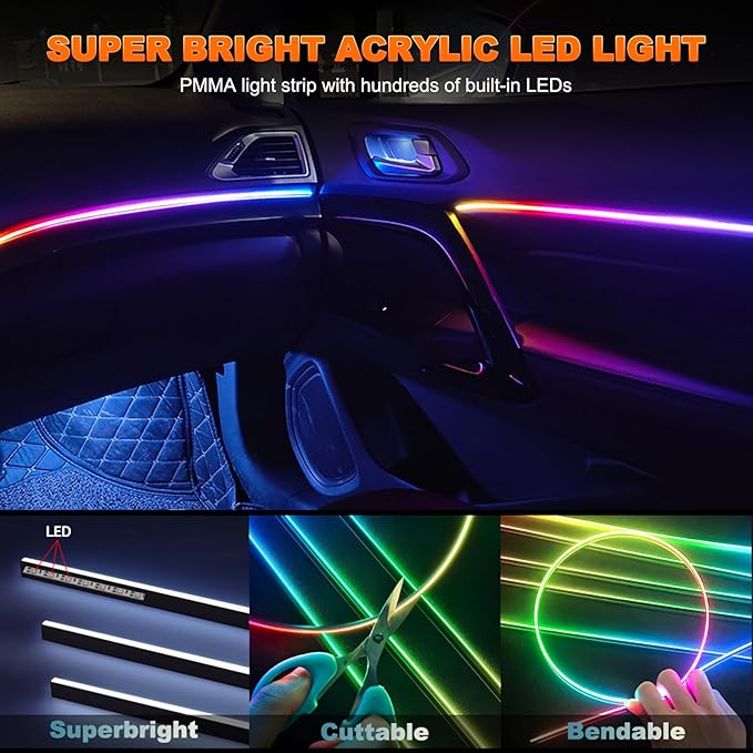 Interior Car LED Strip Lights, Acrylic LED Lights - Image 3