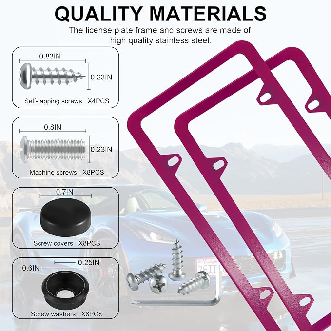 LivTee 4 Holes Stainless Steel License Plate Frames, Automotive Exterior - Image 4