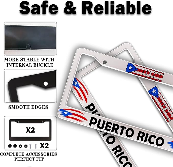 License Plate Holder for Women Multicolor License Plate Frames for Men Boricua - Image 4