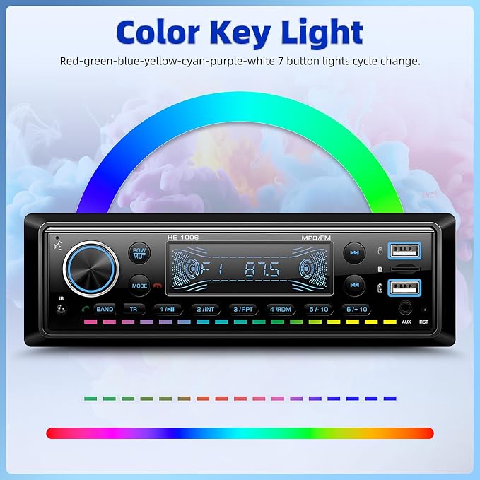 Single Din Bluetooth 5.0 Hands-Free Calling Car Stereo LCD Digital Display FM - Image 6