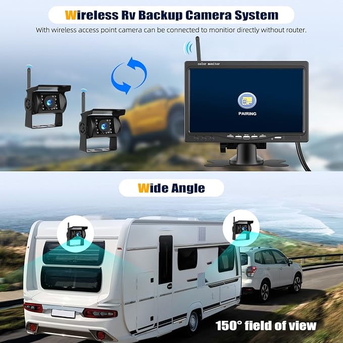 Wireless Vehicle Backup Camera System, 7 Inch Reverse Camera Monitor - Image 2