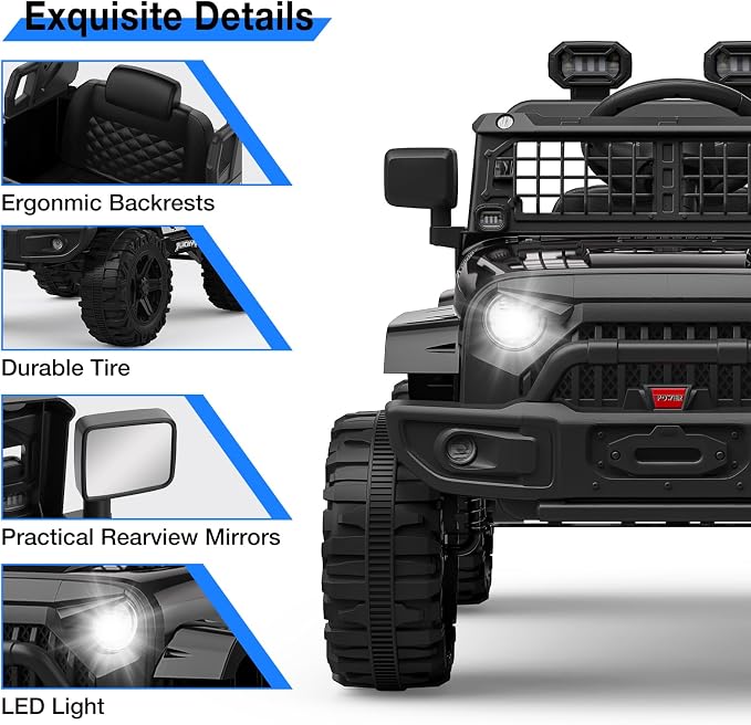 12V Kids Electric Ride On Truck Car w/Parent Remote Control, Spring Suspension - Image 2