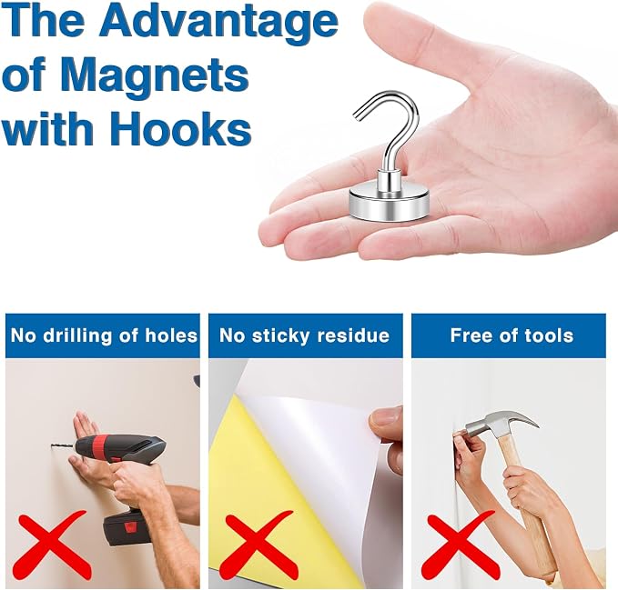 LOVIMAG Strong Magnetic Hooks, 40LBS Neodymium Magnets - Image 5