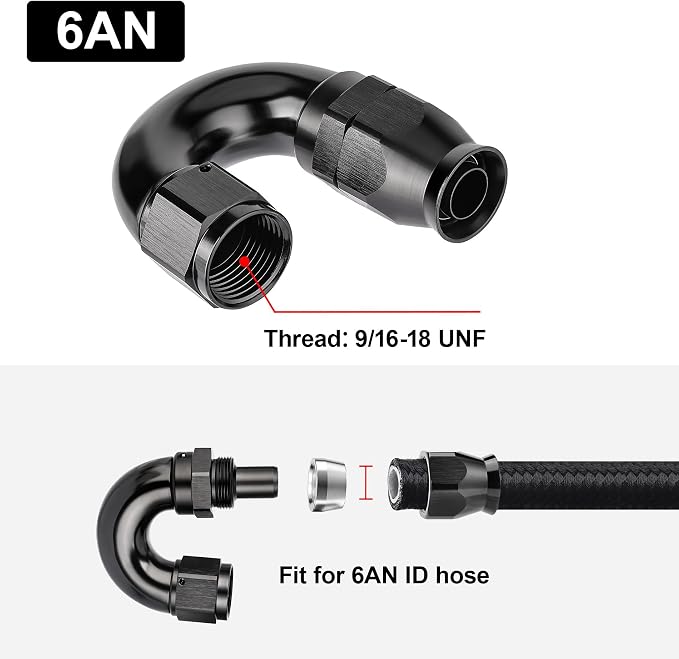 EVIL ENERGY 6AN 180 Degree PTFE One Piece Full Flow End Hose Fitting Aluminum - Image 4
